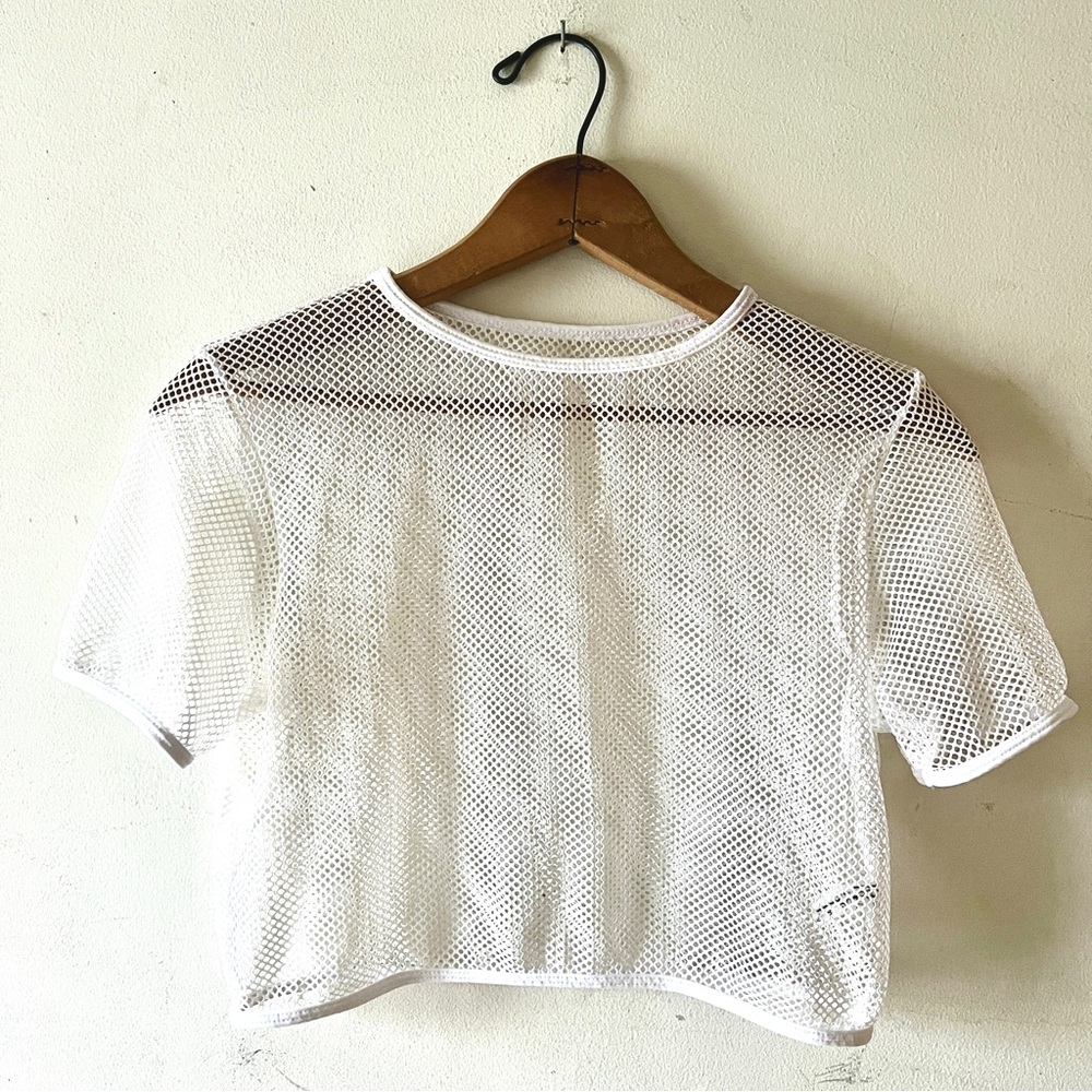 White Mesh Crop Top by Zaful